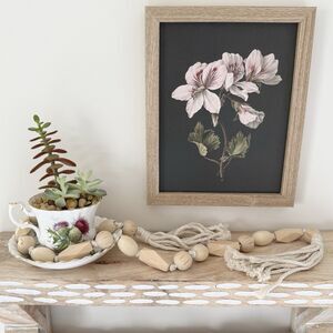 Rustic Wooden Bead Garland with Tassels Natural Farmhouse Boho Decor